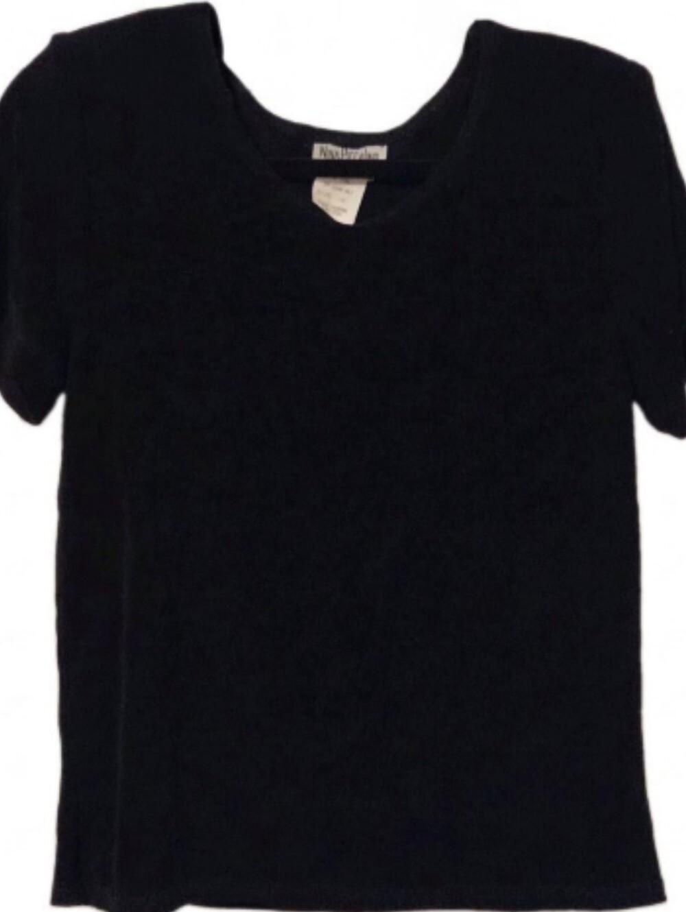 80s Nina Piccalino Black Short Sleeve V-Neck Tee